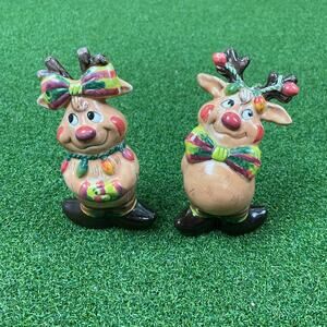 Vintage Clay Art Bashful Reindeer Salt and Pepper Shakers